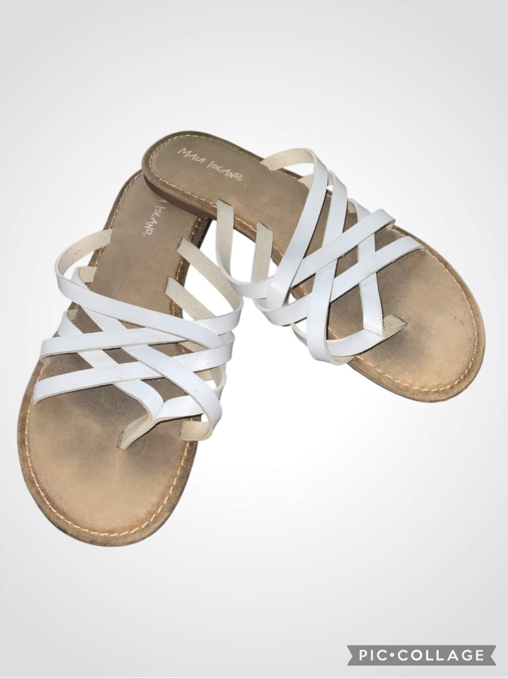Maui Island White Multi-Strap Slide Sandals Size 3
